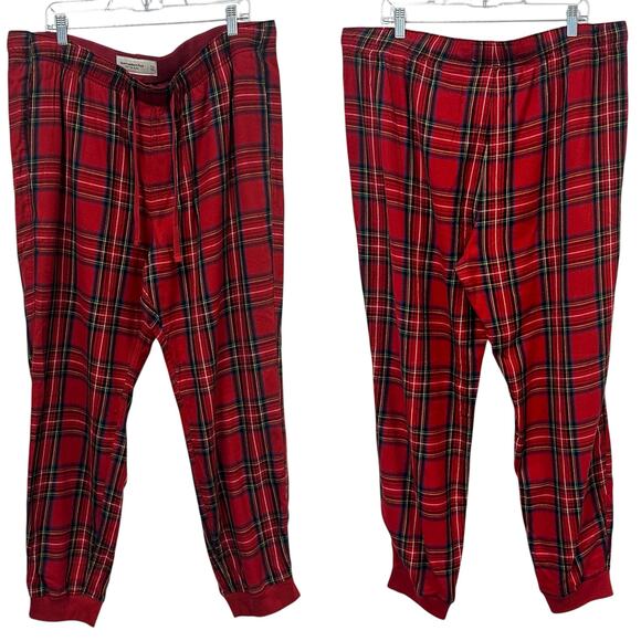 Abercrombie & Fitch NWT Red Plaid Soft Flannel Pajama Joggers Cozycore Lounge - Picture 1 of 9